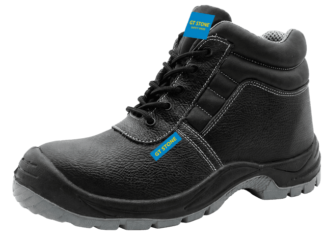 TM002 — Black Leather Safety Shoes